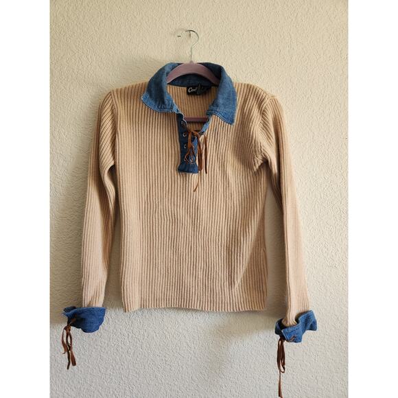 Y2k Cavalini Women's 2 Tone Long Sleeve Top L - Picture 1 of 8